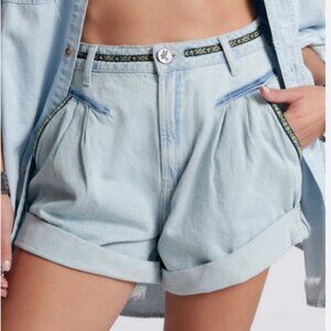 One Teaspoon Streetwalkers High Waist 80's Fit Aztec Blue Embroidered Shorts 26